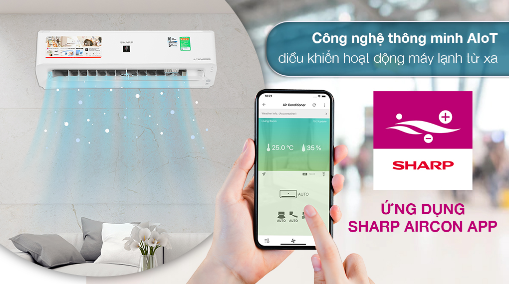 Máy lạnh Sharp Inverter 1 HP AH-XP10YHW