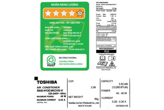 Máy lạnh Toshiba 1.5 HP Inverter RAS-H13C4KCVG-V