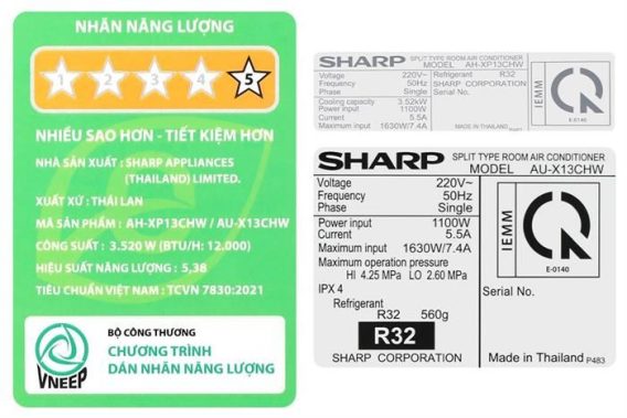 Máy lạnh Sharp Inverter 1.5HP AH-XP13CHW