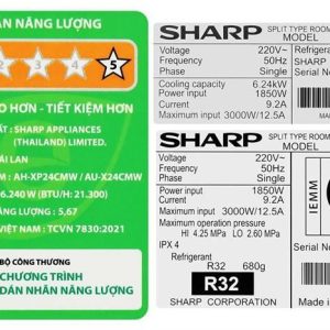 Máy lạnh Sharp Inverter 2.5HP AH-XP24CMW