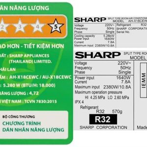 Máy lạnh Sharp Inverter 2HP AH-X18CEW-C